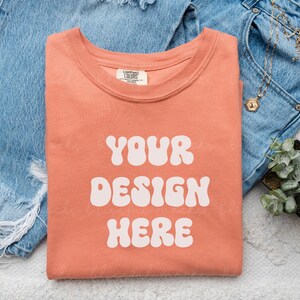 Comfort Colors 1717 Mockup Terracotta Comfort Colors Mocks Folded Shirt Mockup Comfort Colors Terracotta TShirt Mockup Trendy Shirt Mockup