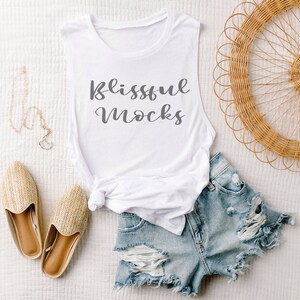 Bella Canvas WHITE Muscle Tank Mockup | Boho Mockup | 8803 White | Bella Canvas Mockup | Tank Top Mockup