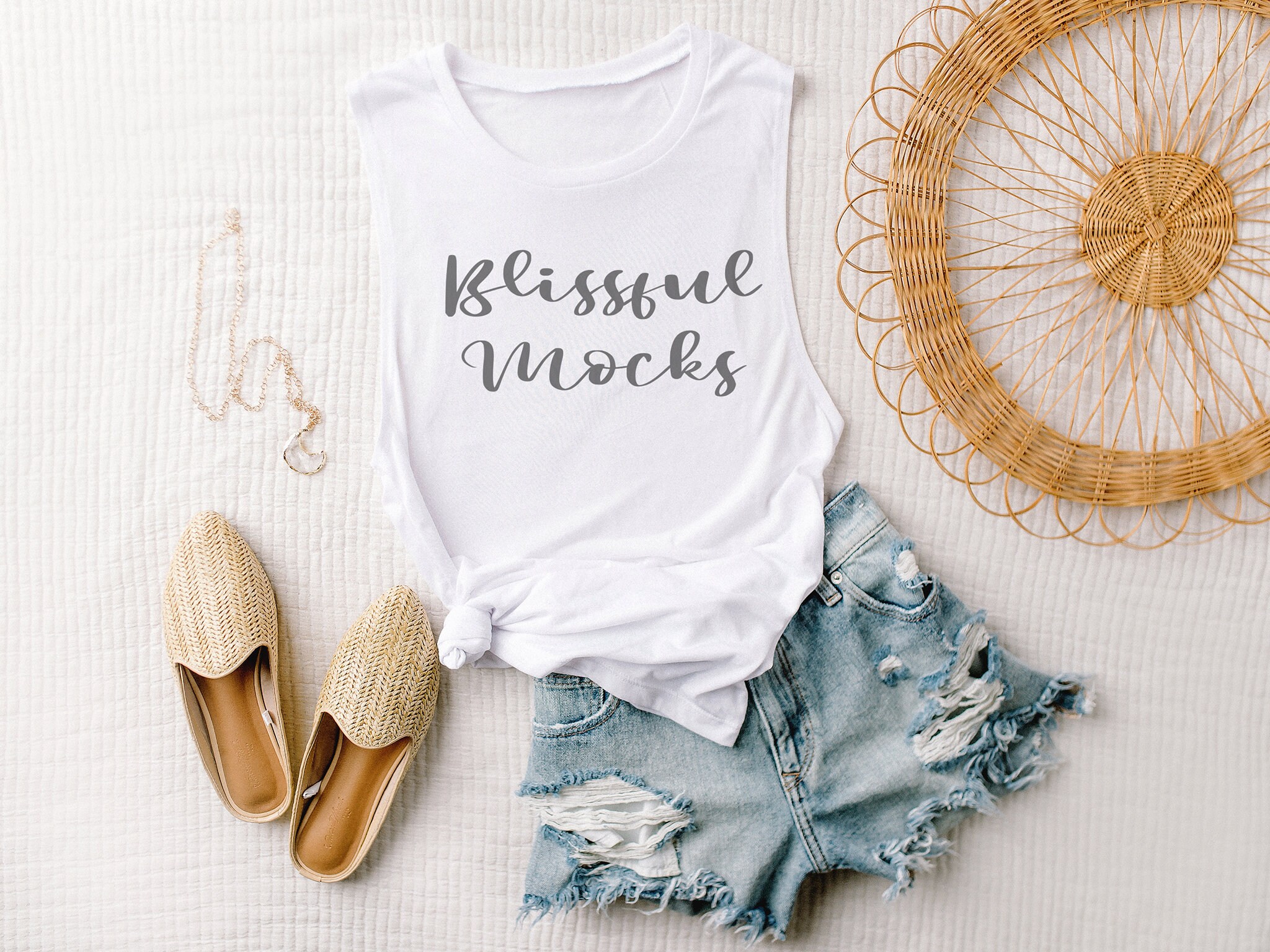 Download Bella Canvas WHITE Muscle Tank Mockup Boho Mockup 8803 | Etsy