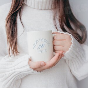 Blank White Winter Coffee Glass Cup Mockup - Styled Stock Photography, Christmas Mug Photo Graphic Design Mock Up, JPG Digital Download