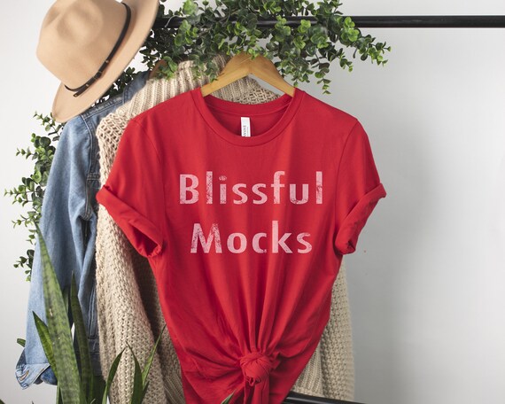 Bella Canvas 3001 Red Mockup, Red T-Shirt Mock Up, Bella canvas 3001 Mockup Red Christmas ,3001 Christmas Mockup, Bella Canvas Mockup, RED
