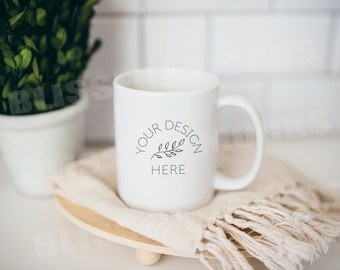 Mug Mockup, Farmhouse Style Coffee Mug Mockup, Farmhouse Mug Mockup, Styled Stock Photo White Coffee Mug, Neutral Coffee Cup Mockup
