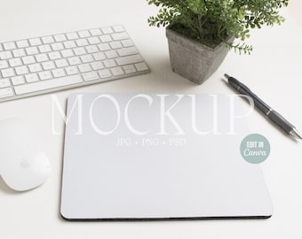 Musmatta-mockup, sublimeringsmusmatta-mockup JPG PNG PSD Canva-mall, redigerbar musmatta-mall för estetisk livsstil