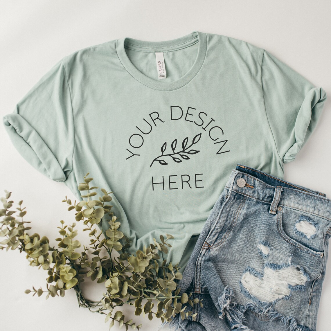 Bella Canvas 3001 Mockup Bella Canvas Dusty Blue Shirt Etsy