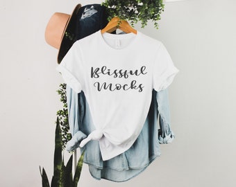 Bella Canvas 3001 Weißes T Shirt Mockup | Bella Canvas 3001 Mockup | Weißes T Shirt Mockup | Hängendes Mockup | Gebunden T-Shirt Mockup | 3001 Weiß