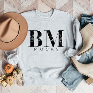 Gildan 18000 Ash Mockup, Gildan Sweatshirt Mockup, Gildan Mockup, Fall Sweatshirt Mockup image 1