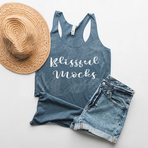Next Level 6733 Mockup, Next Level Tank Mockup Indigo, Next Level Racerback Mockup,  Tank Mockup, Summer, Beach, Tank Top Mockup
