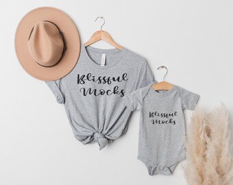 Mommy and Me Bella Canvas 3001 and 100B Onesie Mockup,  Athletic Heather Mockup, Mom and Me Mock Up, Baby Shirt Mockup,  Family Mockup
