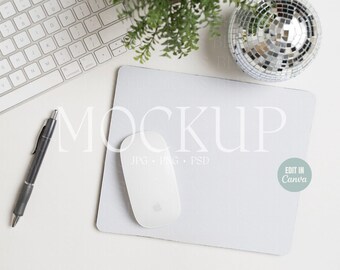Estetisk musmatta-mockup, sublimeringsmusmatta-mockup JPG PNG PSD Canva-mall, sublimeringsmockup redigerbar neoprenmusmatta-mall