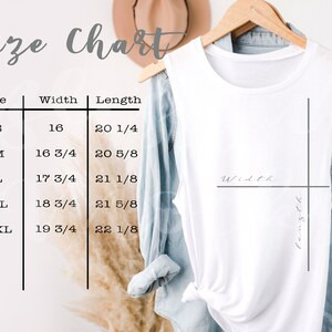 Bella Canvas 8803 Size Chart | Bella Canvas Size Chart | 8803 Size Chart / Muscle Tank Size Guide, Boho Size Chart for Bella Canvas Tank Top