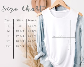Bella Canvas 8803 Size Chart | Bella Canvas Size Chart | 8803 Size Chart / Muscle Tank Size Guide, Boho Size Chart for Bella Canvas Tank Top