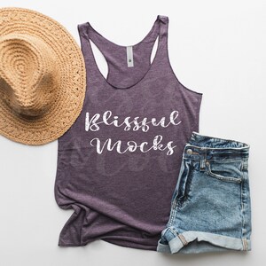 Next Level Vintage Purple Racerback Tank Mockup,  Next Level 6733 Mockup, Next Level Racerback Mockup, Summer, Beach, Tank Top Mockup