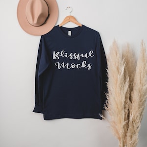 Bella Canvas 3501 Mockup, Bella Canvas Mockup, 3501 Mockup, Long-Sleeve T Shirt Mockup, 3501 Navy, Bella Canvas 3501 Mockup