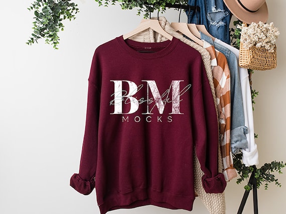 Gildan 18000 Maroon Mockup, Gildan Sweatshirt Mockup, Gildan Mockup, Fall Sweatshirt Mockup