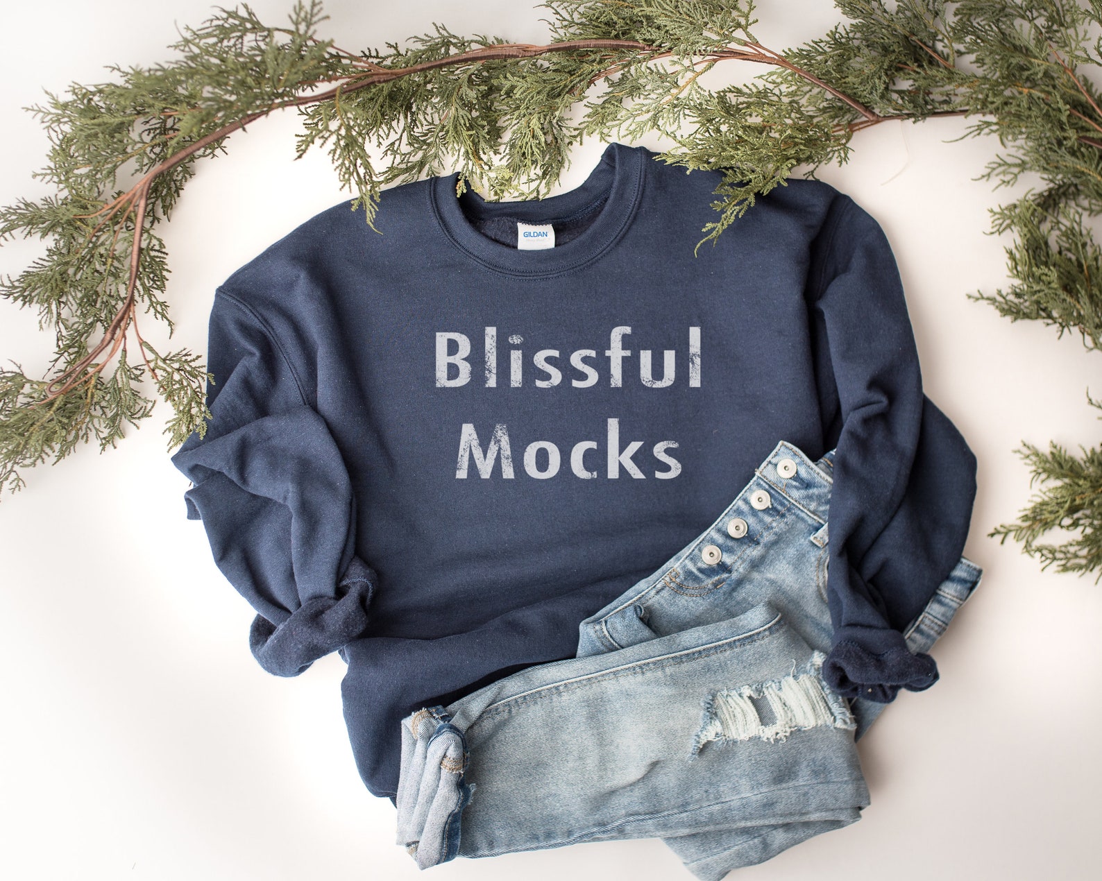 Download Christmas Mockup Gildan 18000 Mockup Gildan Navy | Etsy
