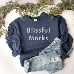 Christmas Mockup | Gildan 18000 Mockup | Gildan Navy Sweatshirt Mockup | Sweatshirt Mockup | Gildan 18000 Navy Sweatshirt Christmas Mockup