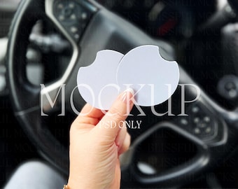Maquette de sous-verre de voiture pour sublimation en néoprène Maquette de produit de sous-verre de voiture Objet intelligent PSD ajoutez votre propre image dans Photoshop,