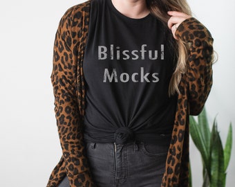Bella Canvas 3001 Fall Mockup | Bella Canvas Black T-Shirt Mockup |  Model Mockup