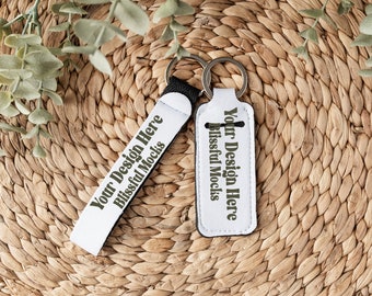Product Mockup for Neoprene Sublimation Keychain and Chapstick Holder JPG and PNG Blank White Digital Download Add Your Own Image