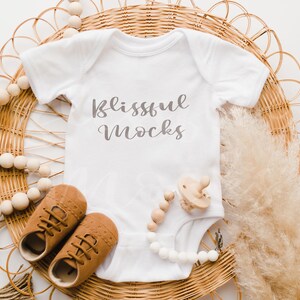 Rabbit Skins 4400, White Onesie Mockup, Onesie Flat Lay, Pregnancy Announcement, Digital Download, POD, Mock Up, Neutral, Mockup, Boho