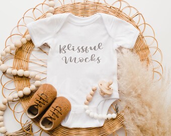 Rabbit Skins 4400, White Onesie Mockup, Onesie Flat Lay, Pregnancy Announcement, Digital Download, POD, Mock Up, Neutral, Mockup, Boho