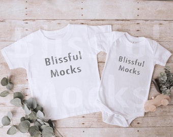 Bella Canvas 100B Onesie Mockup, Toddler Shirt, Sibling Mockup, Bella Canvas White T Shirt Mockup, White T-Shirt Mockup, White Onesie Mockup