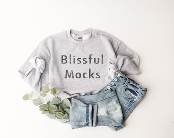 Gildan Sweatshirt Mockup, 18000 Mockup, Gildan Sweatshirt Mockup, Gildan Sport Gray Mockup, Gildan 18000 Sweatshirt Mockup, 18000 Gray