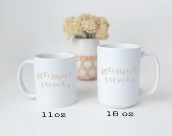 2 Mugs Mug Mockup, 11 oz and 15 oz White Coffee Mug Mockup, Blank Mug, Mug Mockup, 2 Coffee Mug Mockup, Double Sided Mug Mockup, Digital JPG