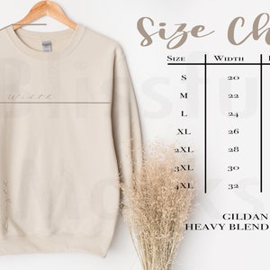 Gildan Size Chart | Gildan 18000 Size Chart | Sweatshirt Size Chart | Hanging Size Chart for Gildan | Gildan 18000 Mockup } 18000 Size Guide