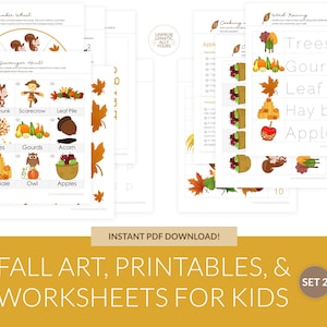 Set 2 - Fall Printable Worksheets and Activities for Home Learning | Educational Resources for Toddlers & Preschool | Halloween Thanksgiving