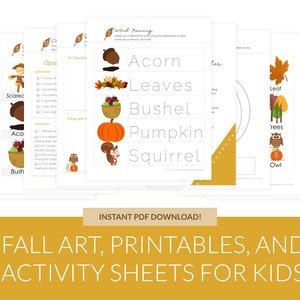Feuilles de travail et activités imprimables d'automne pour l'apprentissage à domicile | Ressources éducatives pour les tout-petits et les enfants d'âge préscolaire | Halloween Automne Action de grâces