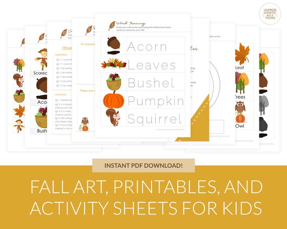 Fall Printable Worksheets and Activities for Home Learning | Etsy