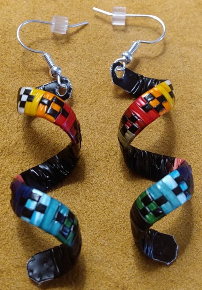 New product 3.5 spiral earrings on sturdy tin special handcrafted authentic Lakota Made Quill work earrings 画像 1