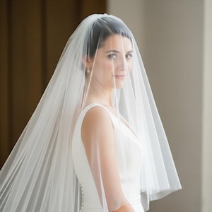 Wedding veil with blusher: Gathered Two tier bridal veil