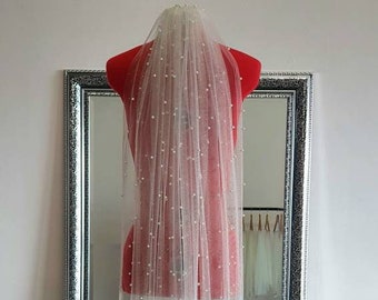 Shimmer Pearl veil, glitter pearl veil, Sparkle pearl veil, scattered pearl wedding veil, glitter veil, shimmery pearl veil.