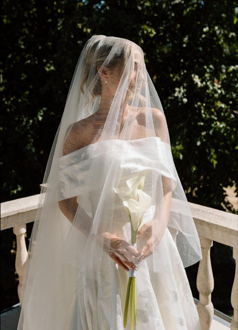 Wedding Veil with Long Blusher: Romantic Two tier bridal Veil
