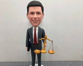 Custom Lawyer Bobblehead Doll, Personalized Judge Figurines, Custom Boyfriend Sculptures Birthday Gift, Custom Statue Holding Scales As Gift