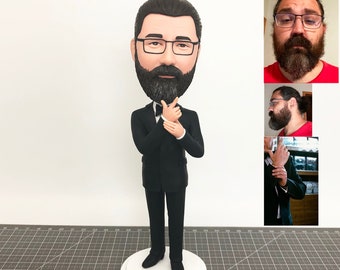 Custom Bobblehead As Boss Day Gifts, Father Day Gifts Custom Groomsmen Bobbleheads, Groom Bobblehead Custom Wedding Cake Toppers Figurines