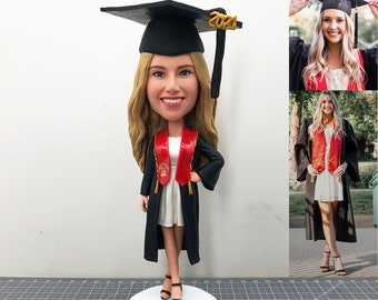 Customized Graduation Bobbleheads Figurine, Custom PhD Bobblehead, Custom Master Figurines Bobbleheads, Personalized Students Bobblehead