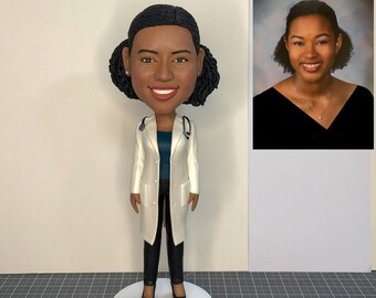Muñeco cabezón de doctor personalizado, regalos personalizados para médicos, estatuas de doctora personalizadas, figura de acción personalizada de doctora