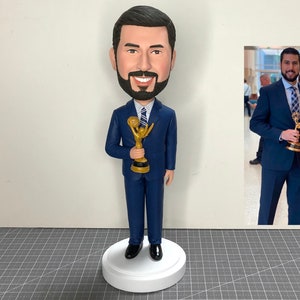 Custom Bobblehead Winning Man, Personalized Business Bobblehead, Custom Office Bobblehead, Custom Suit Bobblehead