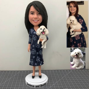 Personalized Female Bobbleheads With Dog, Make Your Own Bobblehead Of Your Dog, Personalized Bobbleheads Dog Walker