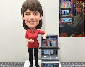 Custom Bobbleheads Playing Game Console, Custom Made Your Bobbleheads, Custom Slot Machine Bobblehead As Gifts For Him