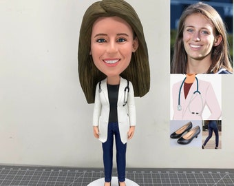 Custom Bobblehead Female Doctor, Graduation Gifts For Female Doctors, Personalized Bobblehead Female Doctor, Medical Doctor Figurines