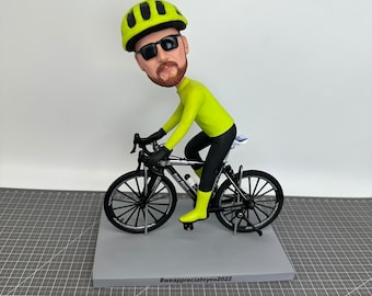 Aangepaste Rider Bobbleheads, gepersonaliseerde fietsbeeldjes, aangepaste Rider sculpturen verjaardagscadeaus, aangepaste Bobblehead mountainbike racen