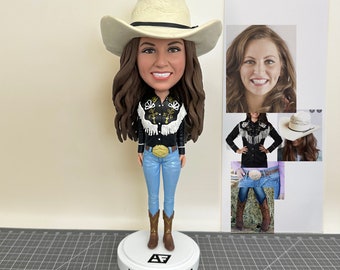 Custom Cosplay Cowboy Bobbleheads, Personalized Matador Girl Figurine, Custom Daughter Figurines, Custom Boxing Gold Belt Bobbleheads