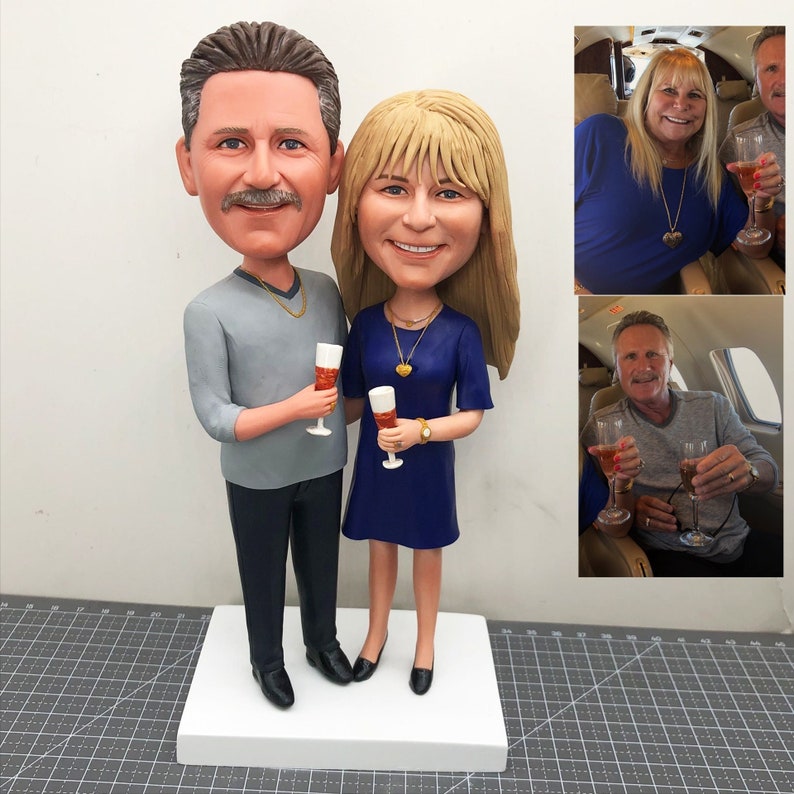 Custom Mom and Dad Bobbleheads For Parents, Custom Couple Bobbleheads Unique Gifts, Custom Wedding Cake Toppers Anniversary Gifts For Couple image 1