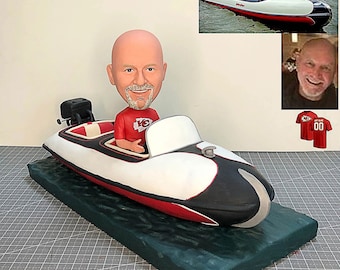 Custom Hovercraft Bobblehead , Custom Fishing Boat Bobblehead, Custom Sailboat Bobblehead, Personalized Fathers Day Gifts For A Crew