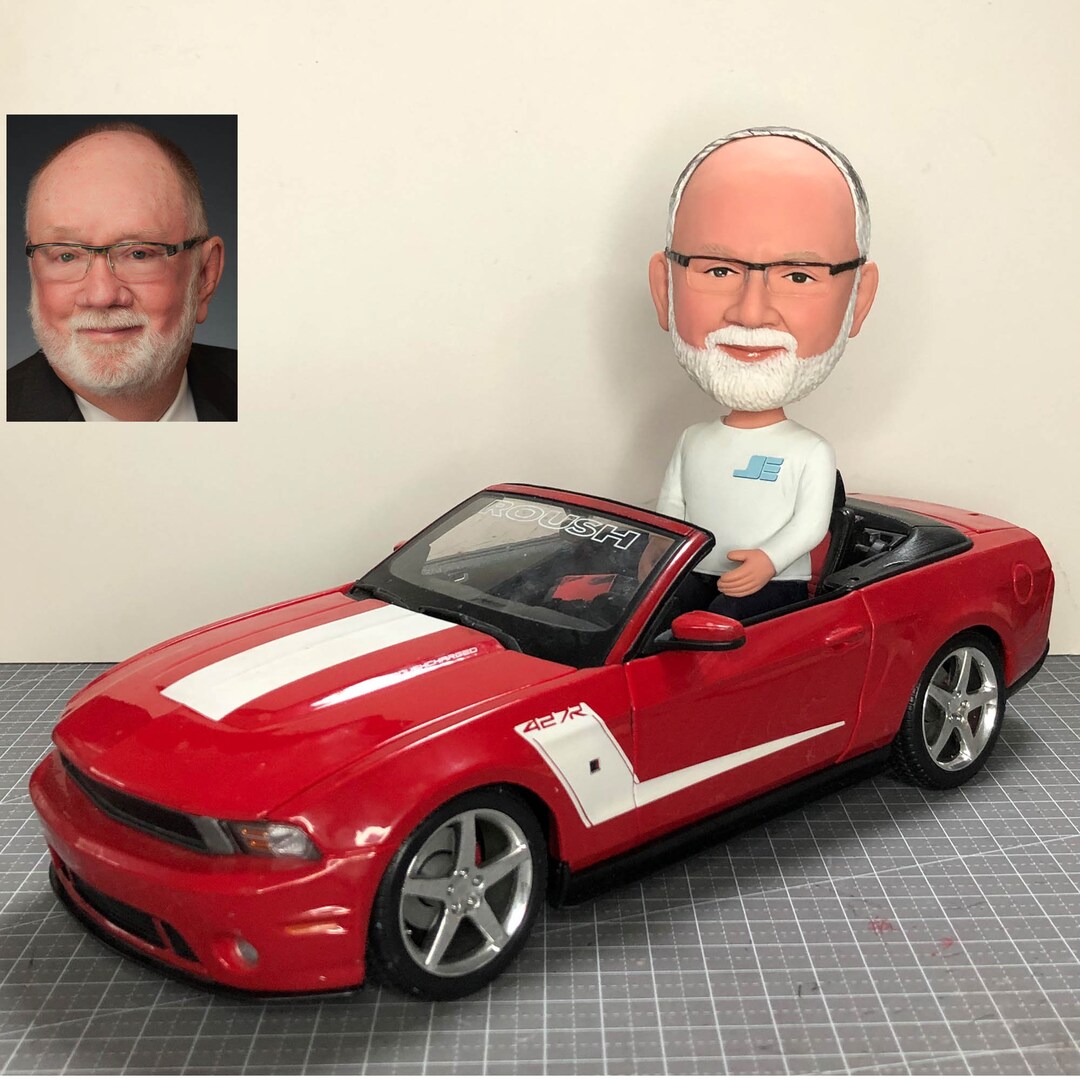 Custom Man in Car Bobblehead, Custom Race Car Bobbleheads, Custom