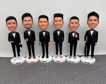 Custom Different Bobbleheads Over 5 People, Custom Groomsmen Group Figurines, Custom Wedding Bobbleheads As Gifts, Custom Group Statues